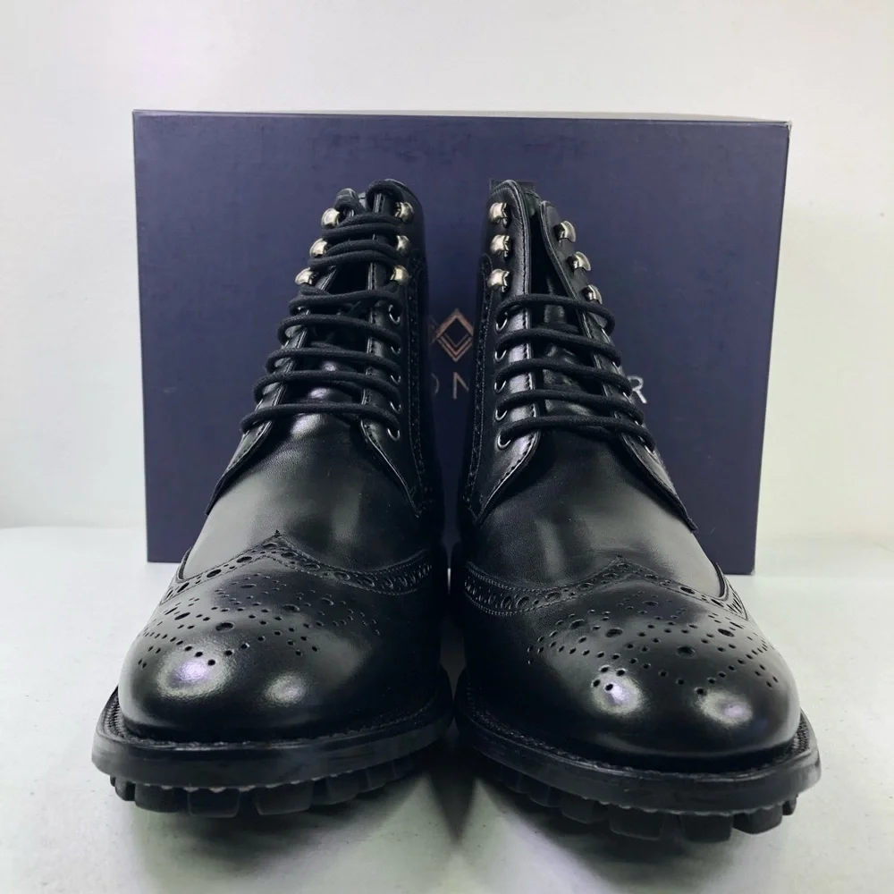 Anthony Veer Grant Wingtip Boots Black Leather Shoes